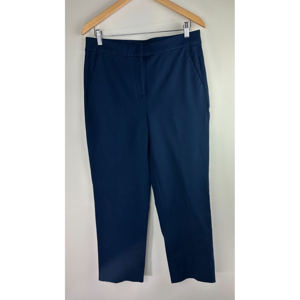J.Crew Kate Straight-Leg Pant Navy Bi-Stretch Cotton Blend BF401 Womens Size 10 - Picture 9 of 9